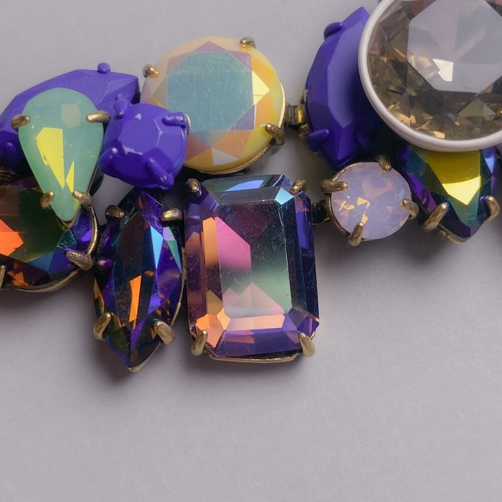J. Crew Brulee Multicolor Rhinestone Jewel Cluster Statement Collar Necklace - Picture 7 of 13